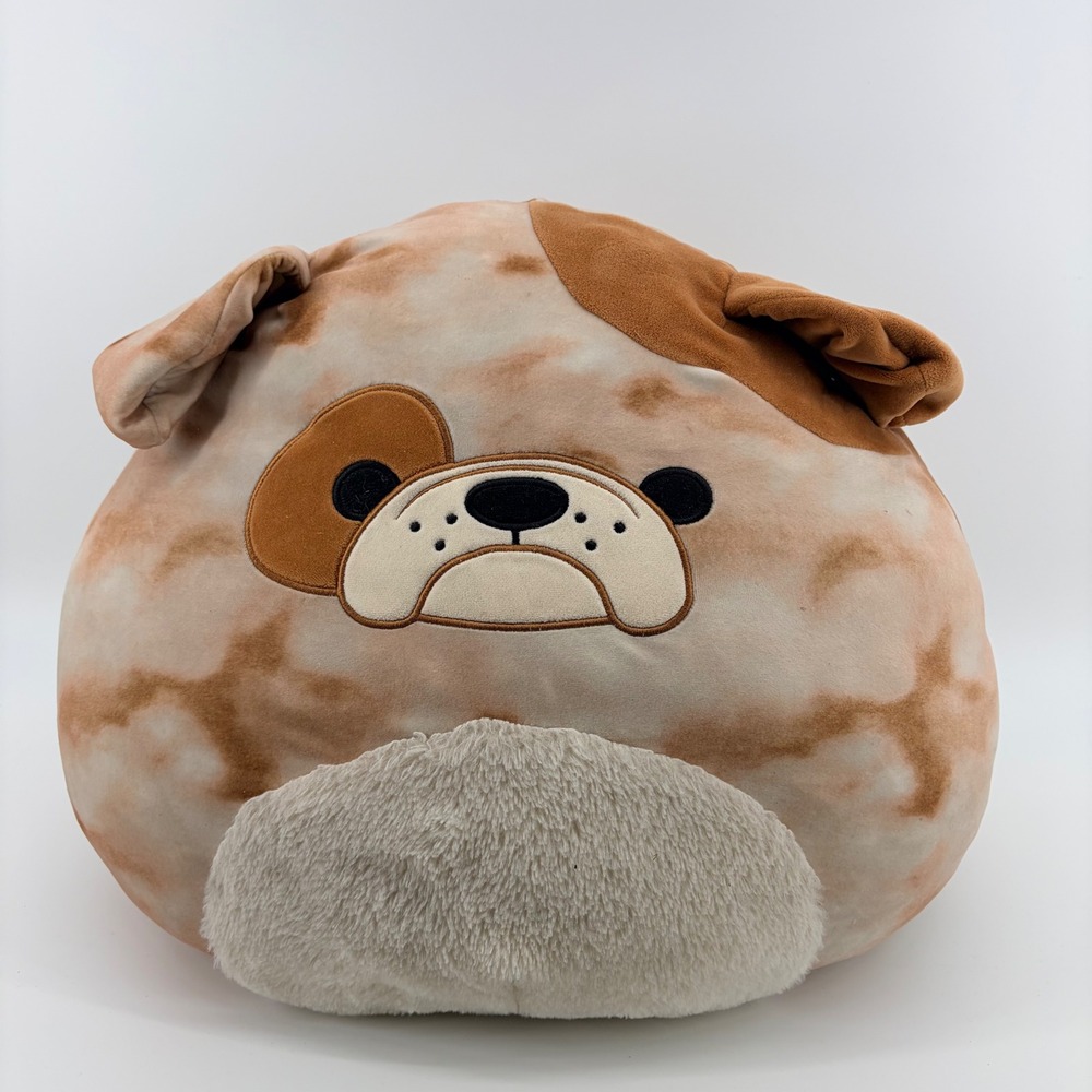Squishmallows Original Bronk the‎ Bulldog Plush Toy Dog Brown White 14"